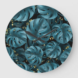 Relógio Grande Monstera Palm, Ouro Sem Olhos.