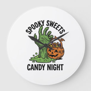 Relógio Grande Monstro de Doces de Halloween Gráfico de Tratament