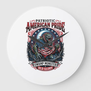Relógio Grande Monstro Patriótico do Pântano Horror Old Glory P