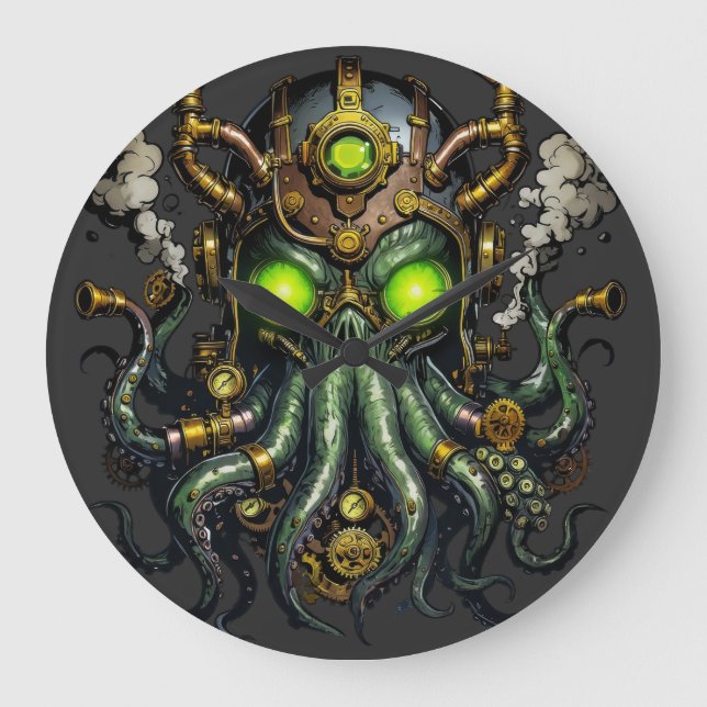 Relógio Grande monstro Steampunk Cthulhu (Frente)