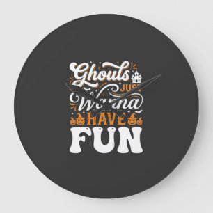 Relógio Grande Monstros de Halloween Só Querem se Divertir Design
