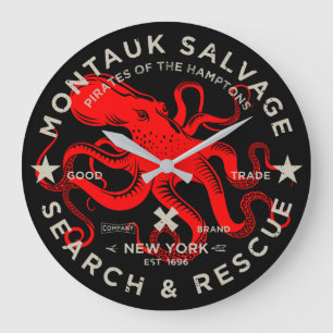 Relógio Grande Montauk Salvage Co. Octopus Large Wall Clock