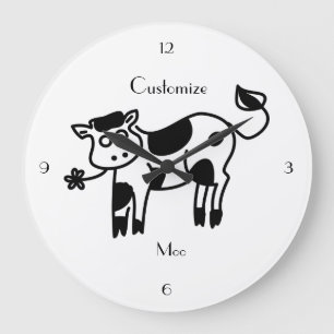 Relógio Grande Moo Cow Thunder_Cove