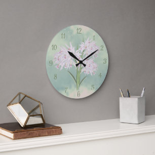 Relógio Grande Moody Pastel Watercolor Orchids Wall Clock