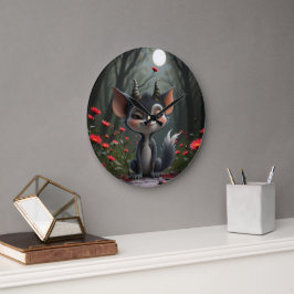 Relógio Grande Moonlit Mischief Forest Spirit of Crimson Bloom.