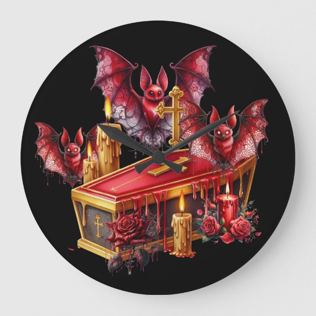Relógio Grande Morcegos Vampiros (Frente)