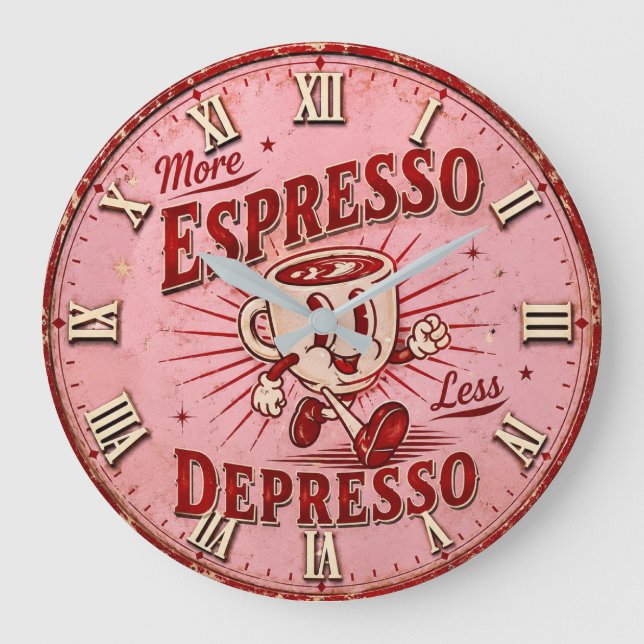 Relógio Grande More Espresso Less Depresso (Frente)