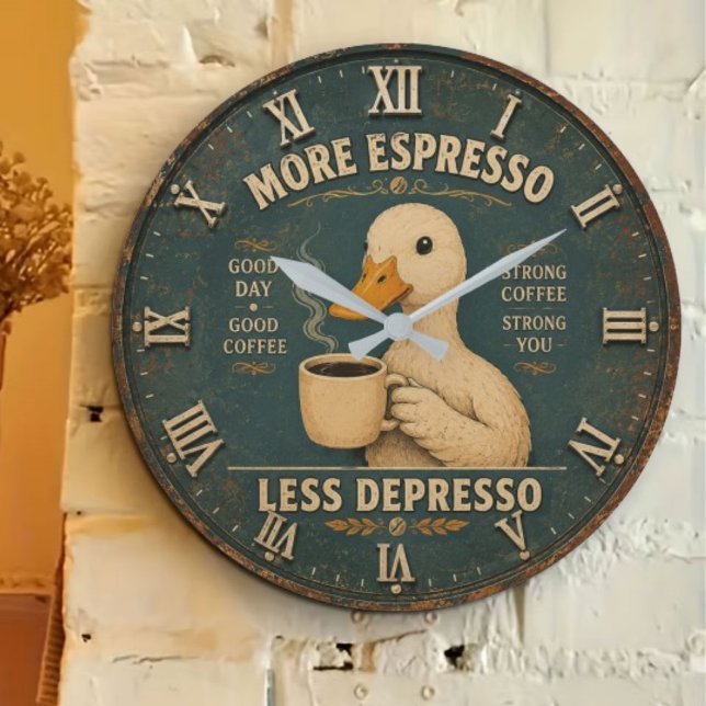 Relógio Grande More Espresso Less Depresso Coffee Lover (Criador carregado)