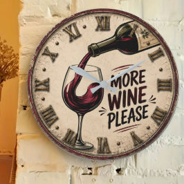 Relógio Grande More Wine Please Rustic Home Bar
