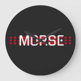 Relógio Grande MORSE SOS - Design de Código de Sinal Vermelho