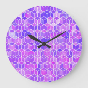 Relógio Grande Mosaico de Verão: Fusão de Cubo com Aquarela