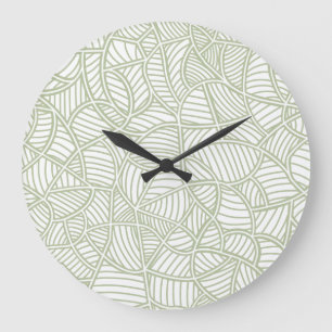 Relógio Grande Mosaico Folha Aleatória Verde Pálido
