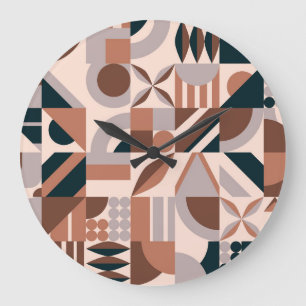 Relógio Grande Mosaico geométrico colorido, fundo abstrato.