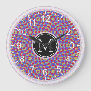 Relógio Grande Mosaico Moderno Monograma #16