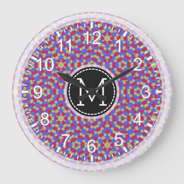 Relógio Grande Mosaico Moderno Monograma #16 (Frente)