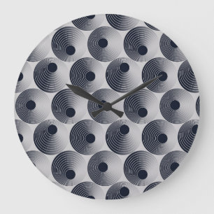 Relógio Grande Mosaico preto-prata: textura concêntrica dos anéis