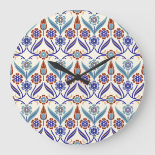 Relógio Grande Mosaico Turco: Padrão Colorido Invisível