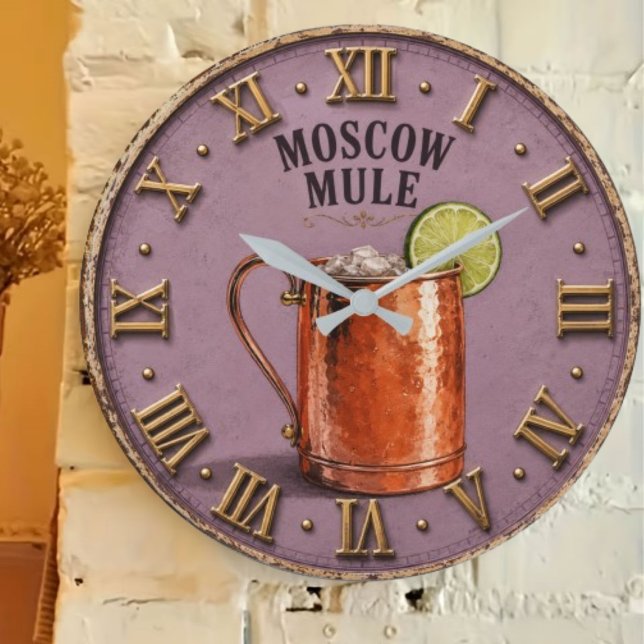 Relógio Grande Moscow Mule Copper Mug Cocktail Bar Decor (Criador carregado)