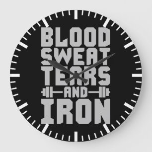 Relógio Grande Motivação de exercício - Sangue, Suor, Lágrimas e