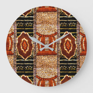 Relógio Grande Motivo Cultural em Tons Neutros Quentes