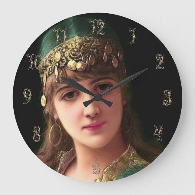 Relógio Grande Mulher cigana vitoriana elegante boho bellydancer (Frente)