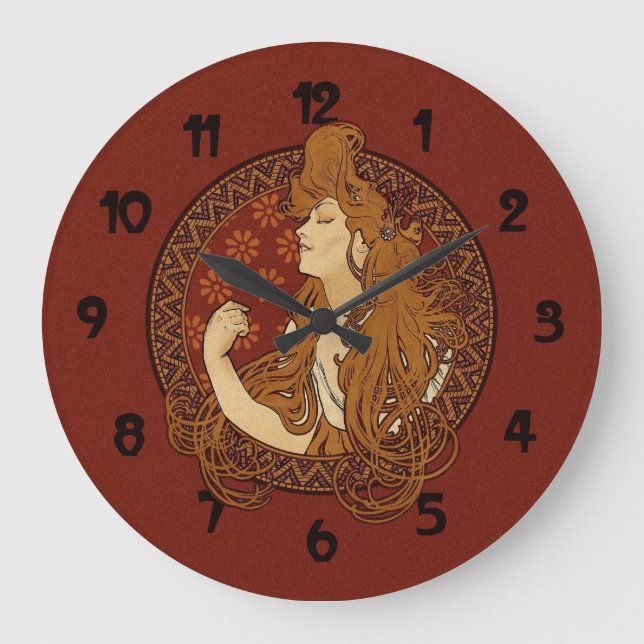 Relógio Grande Mulher de Cabelo Comprido Art Nouveau (Frente)