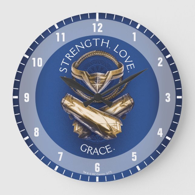 Relógio Grande Mulher Maravilha Tiara, Laço e Braceletes (Frente)