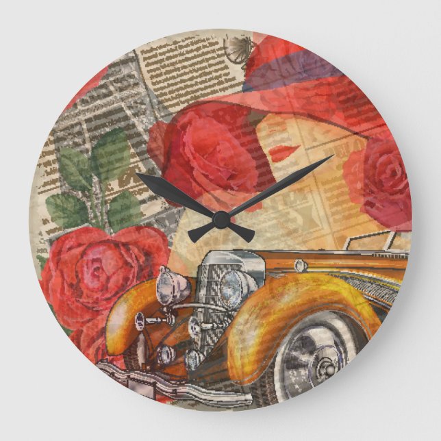 Relógio Grande Mulher Parisiense: Retro Torre Eiffel. (Frente)