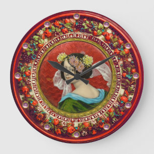 RELÓGIO GRANDE MULHER ROMÂNTICA COM FLORES VINTAGEM ENAMEL