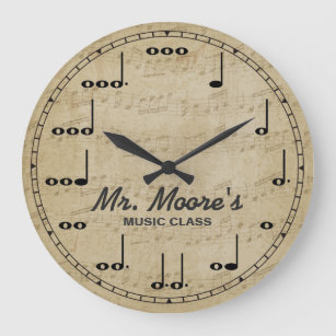 Relógio Grande Music Note Personalizable Wall Clock