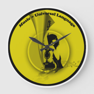 Relógio Grande Música Universal Language Amarelo
