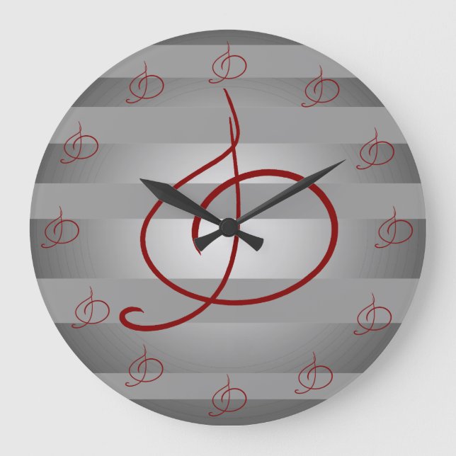 Relógio Grande Músicos musicais Deocr do Clef de triplo da música (Frente)