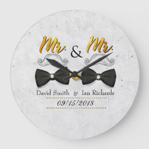 Relógio Grande Mustache e arco para o Sr. e o Sr.