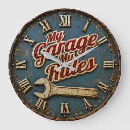 Relógio Grande My Garage My Rules Vintage Mechanic Workshop
