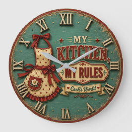 Relógio Grande My Kitchen My Rules Vintage Farmhouse