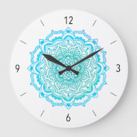 Na moda Bohemian Turquoise Mandala Large Clock