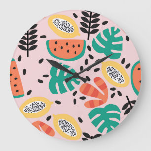 Relógio Grande Na moda de fruta: Design do padrão Vintage.