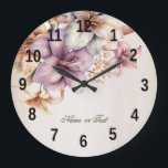 Relógio Grande Na moda Elegante de Boho Cor-de-Água do Partido Fl<br><div class="desc">Flores Rosa Boho De Cores-De-Água De Festa Elegante Na moda Grande Relógio. Único,  bonito,  na moda design. Fácil de ser personalizado. Itens correspondentes estão disponíveis.</div>