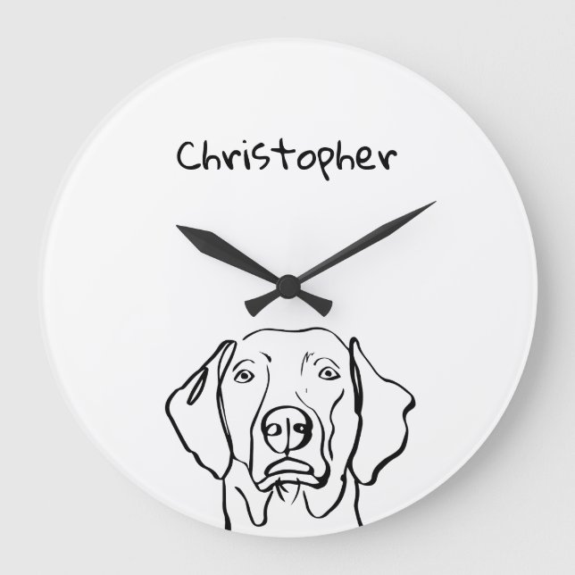 Relógio Grande Na moda Weimaraner: Seu Texto, Seu Estilo (Frente)