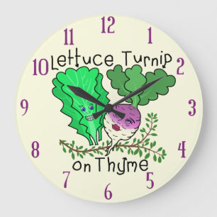 Relógio Grande Nabo de alface engraçado na sala de aula do Thyme