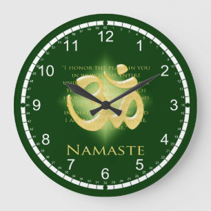 Relógio Grande Namaste - eu curvo-me lhe (no verde)