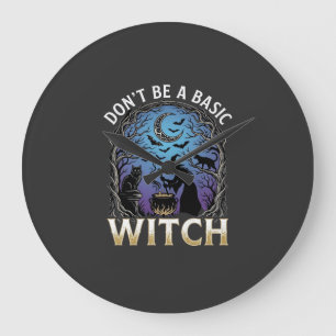 Relógio Grande Não Seja Bruxa Básica Cauldron Halloween Gatos Pre