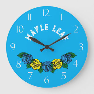 Relógio Grande Narrowboat Folart Blue Rosa Large Clock