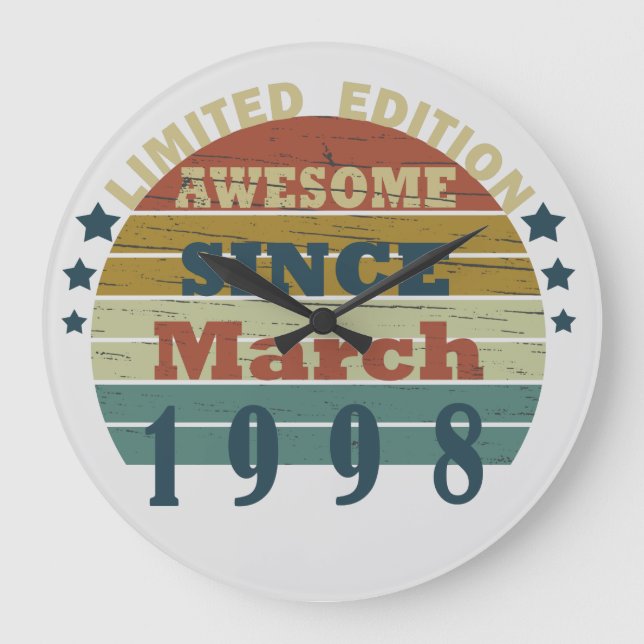 Relógio Grande nascer em março de 1998 Vintage aniversário (Frente)