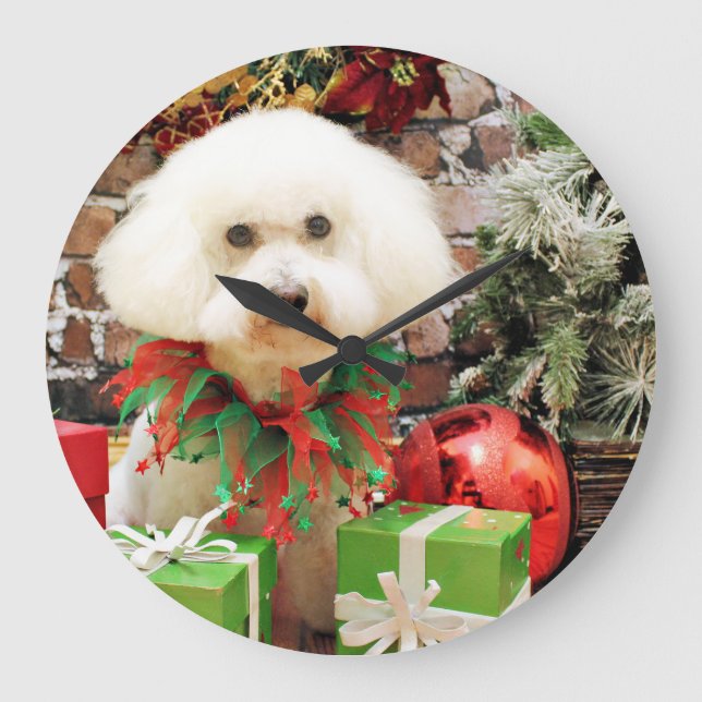 Relógio Grande Natal - Bichon Frise - Harley (Frente)