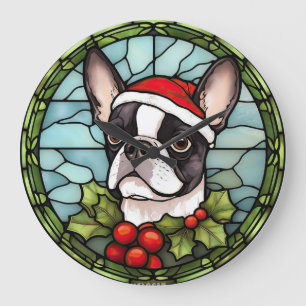 Relógio Grande Natal de Boston Terrier