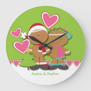 Relógio Grande Natal do casal do biscoito do pão-de-espécie