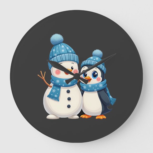 Relógio Grande Natal Feliz Natal Para Presente Pinguim Boneco de  (Frente)