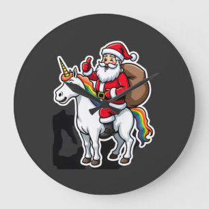 Relógio Grande Natal Papai Noel Montado Unicórnio - Meninas de Na
