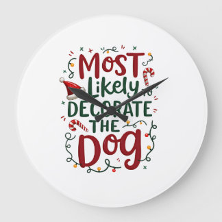 Relógio Grande Natal Provavelmente Decorar Cachorro Família Xmas